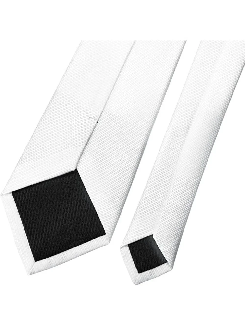 Men's Twill White Microfiber Plain Formal Silk Necktie For Business Dress Tie